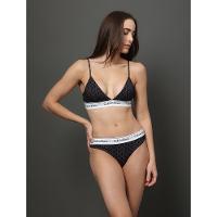 Calcinha Fio Dental Estampada Modern Cotton Calvin Klein Underwear - Preto - 1