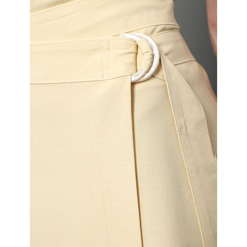 Saia Midi Transpassada de Linho Misto Calvin Klein - Amarelo Manteiga - 4