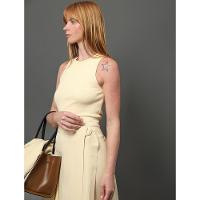 Saia Midi Transpassada de Linho Misto Calvin Klein - Amarelo Manteiga - 5