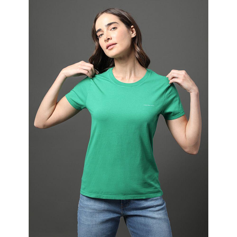 Camiseta Feminina Micrologo Peito Calvin Klein Jeans - Verde Médio - 3