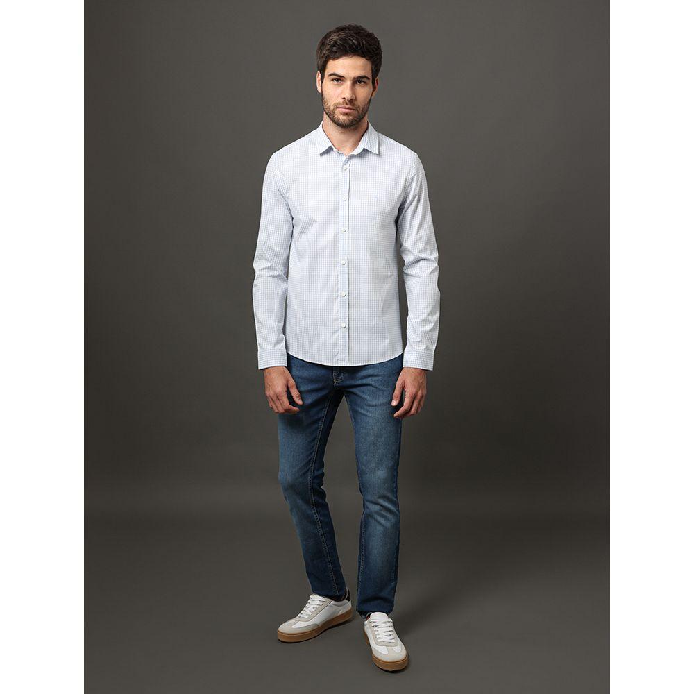 Camisa Masculina Slim Classic Check Calvin Klein Jeans - Branco - 3