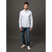 Camisa Masculina Slim Classic Check Calvin Klein Jeans - Branco - 3