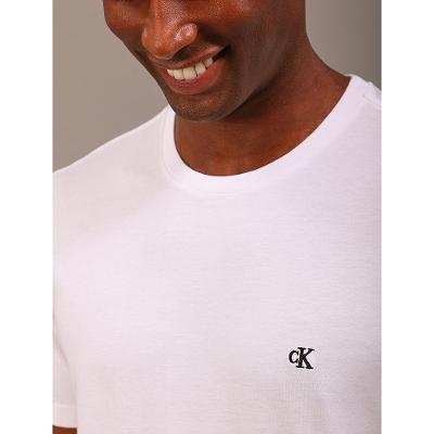 Camiseta Manga Curta Calvin Klein Jeans Masculino Ck Bordado - Branco 2