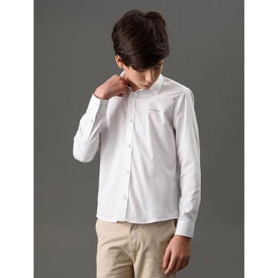 Camisa de Manga Longa Masculina Infantil Básica Estampa Assinatura Ckj Calvin Klein Jeans - Branco