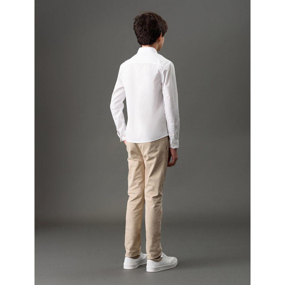 Camisa de Manga Longa Masculina Infantil Básica Estampa Assinatura Ckj Calvin Klein Jeans - Branco - 2