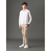 Camisa de Manga Longa Masculina Infantil Básica Estampa Assinatura Ckj Calvin Klein Jeans - Branco - 3