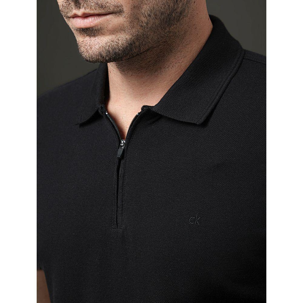 Polo Masculina Slim Meio Zíper Calvin Klein - Preto - 4
