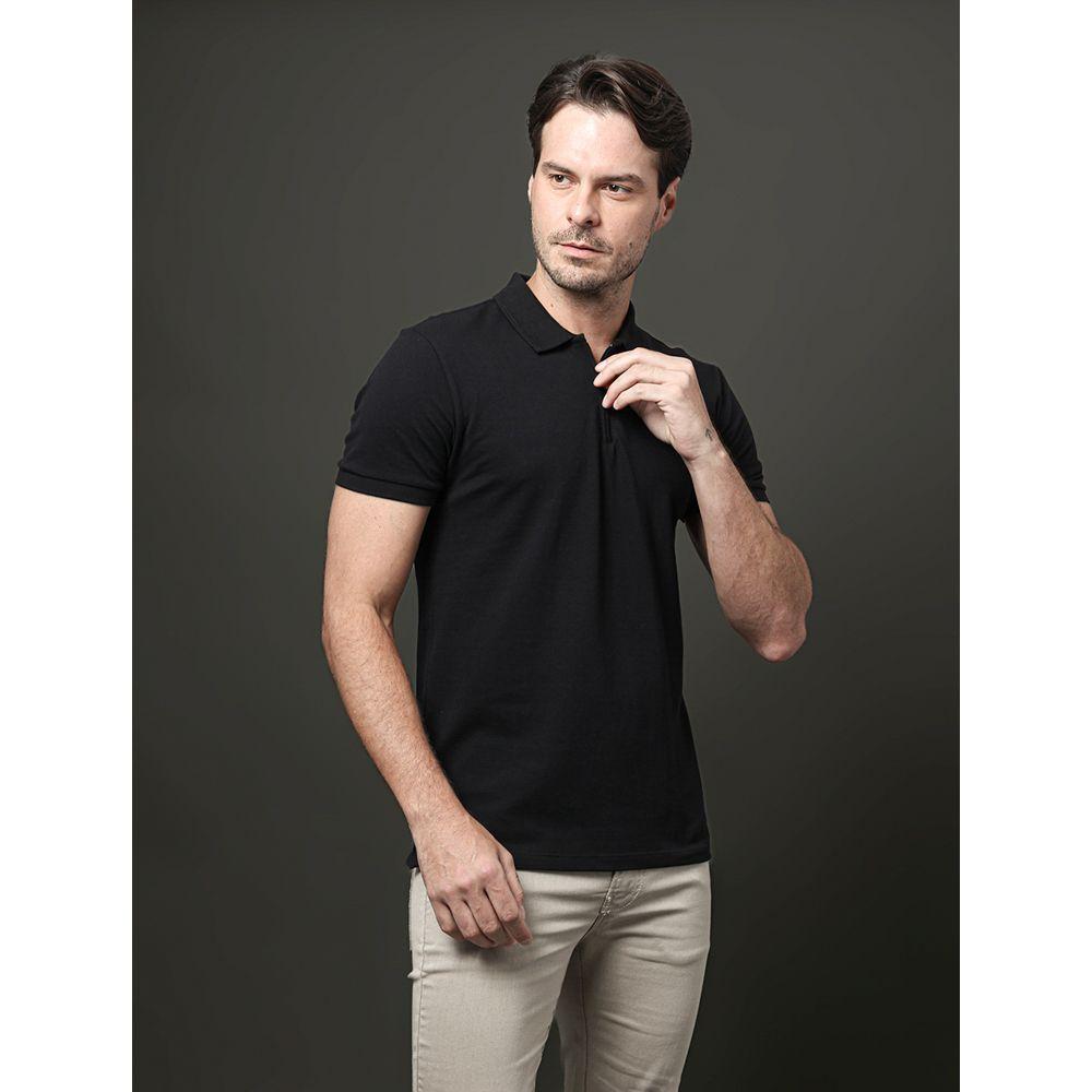 Polo Masculina Slim Meio Zíper Calvin Klein - Preto - 5