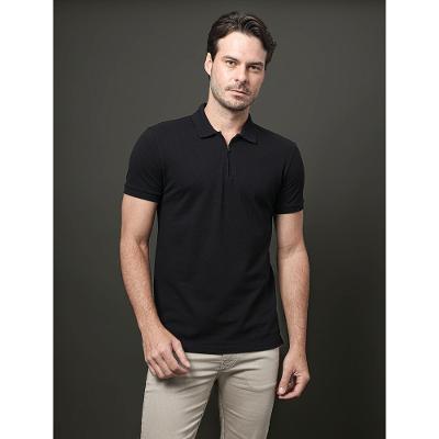 Polo Masculina Slim Meio Zíper Calvin Klein - Preto
