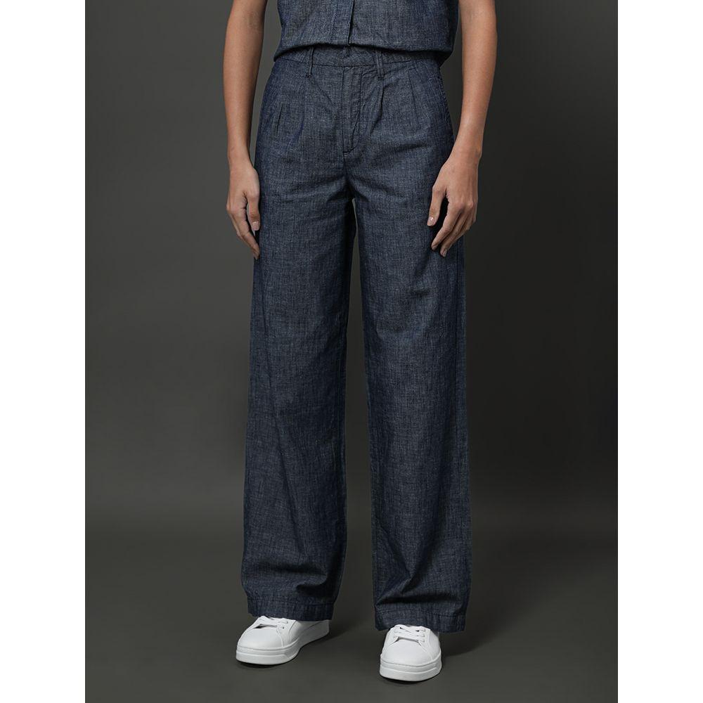 Calça Jeans Feminina Cânhamo Wide Leg Calvin Klein - Marinho - 1