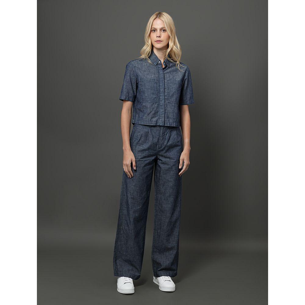 Calça Jeans Feminina Cânhamo Wide Leg Calvin Klein - Marinho - 3