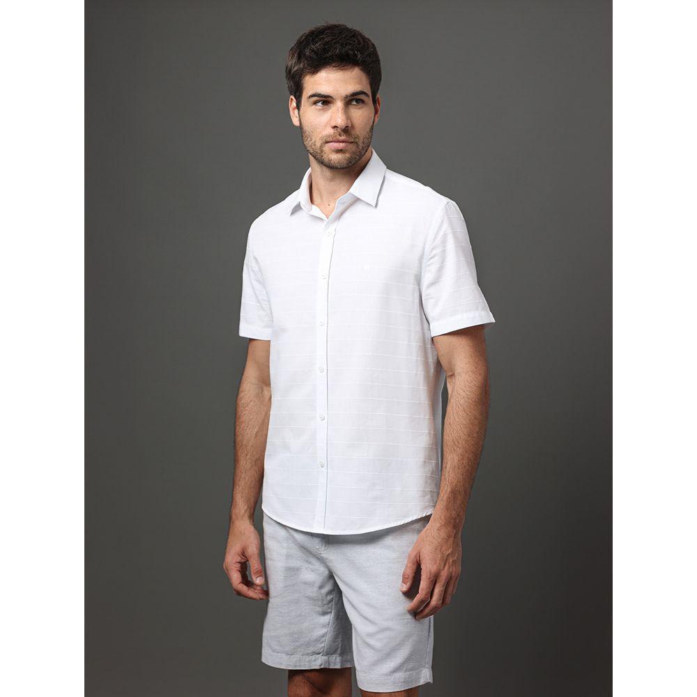 Camisa Masculina Listras Relevo Calvin Klein - Branco - 1