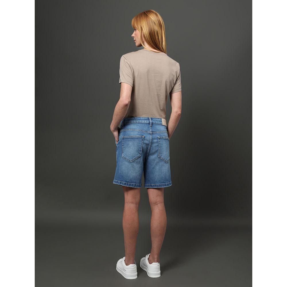 Bermuda Jeans Feminina Bolso Faca Calvin Klein - Azul Médio - 2