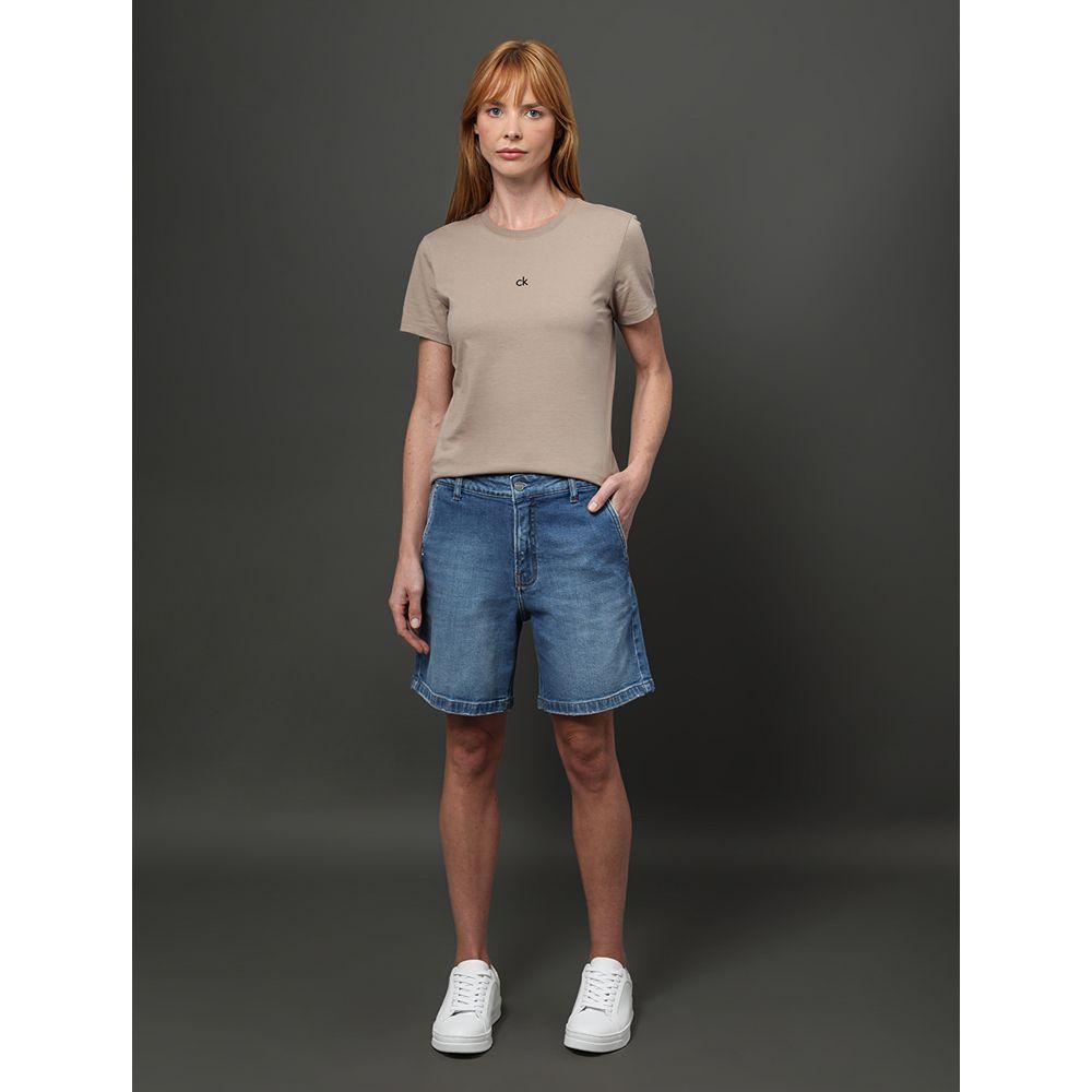 Bermuda Jeans Feminina Bolso Faca Calvin Klein - Azul Médio - 3