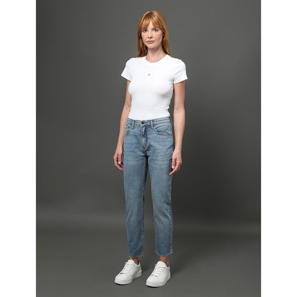 Calça Jeans Feminina Cropped Straight Calvin Klein - Azul Claro - 3