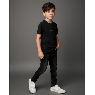 Camiseta Menino Logo Centralizado Calvin Klein Jeans - Preto