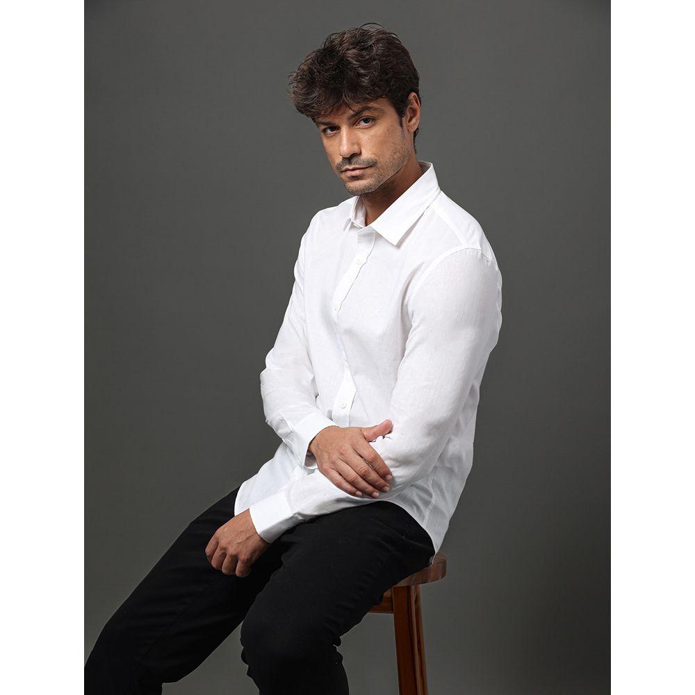 Camisa Masculina Cotton Linen Calvin Klein Jeans - Branco 2 - 3