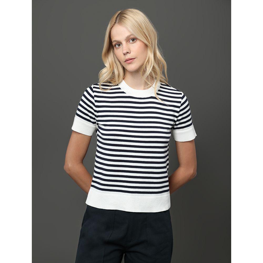 Top Feminino Tricot Listrado Calvin Klein - Marinho - 1