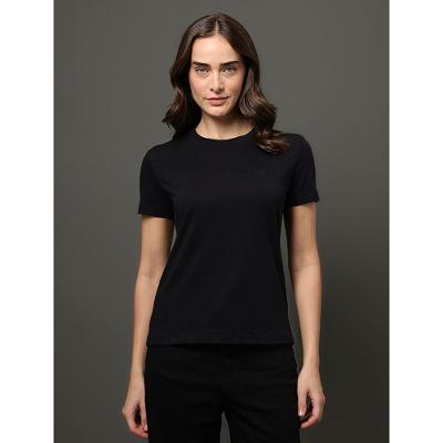 Camiseta Feminina Bordado Alto Relevo Calvin Klein Jeans - Preto
