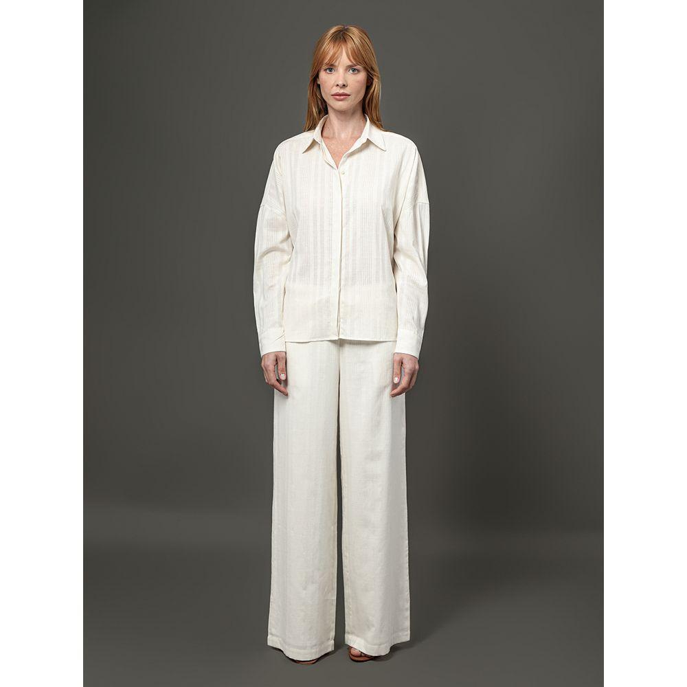 Camisa Feminina Listras Texturizadas Calvin Klein - Branco - 3