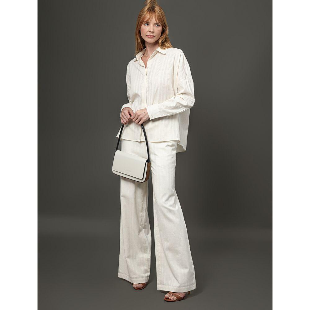 Camisa Feminina Listras Texturizadas Calvin Klein - Branco - 5