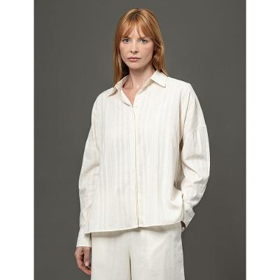 Camisa Feminina Listras Texturizadas Calvin Klein - Branco