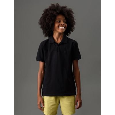 Polo Menino Logo Bordado Calvin Klein Jeans - Preto