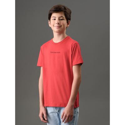 Camiseta Menino Logo Centralizado Calvin Klein Jeans - Vermelho