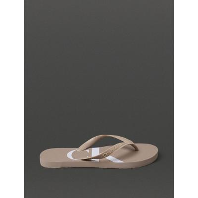 Chinelo Masculino Logo Corrido Calvin Klein Jeans - Caqui Claro