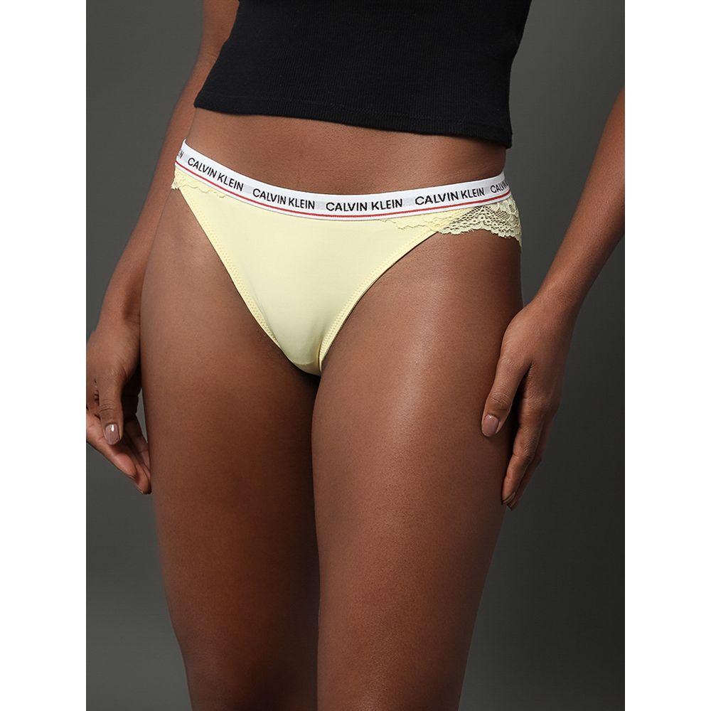 Kit 3 Calcinhas Tanga em Renda Calvin Klein Underwear - Preto/Branco/Amarelo - 2