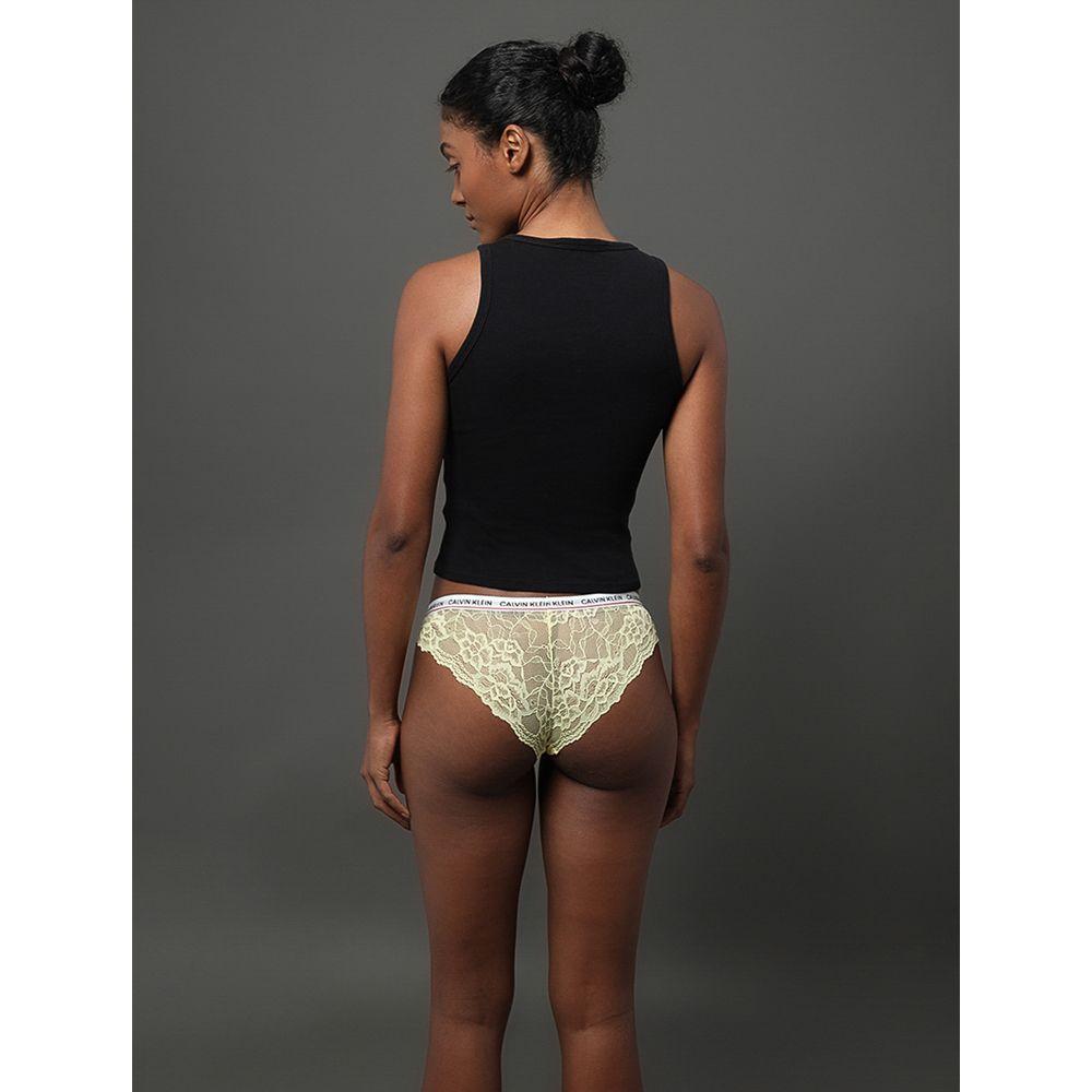 Kit 3 Calcinhas Tanga em Renda Calvin Klein Underwear - Preto/Branco/Amarelo - 3