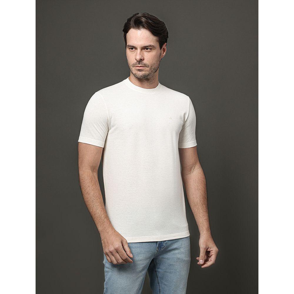 Camiseta Masculina Piquet Linho Calvin Klein - Off White - 1