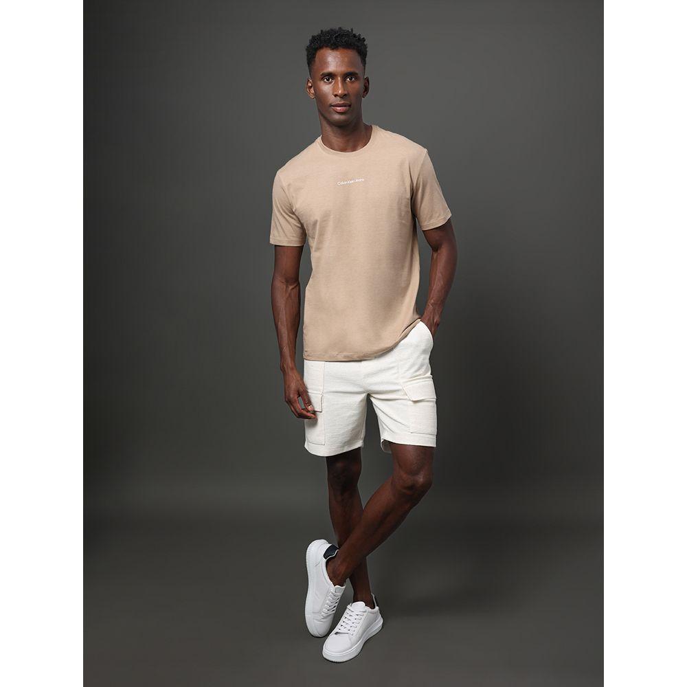 Camiseta Masculina Logo Centralizado Calvin Klein Jeans - Caqui Medio - 3