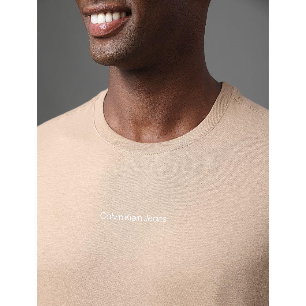 Camiseta Masculina Logo Centralizado Calvin Klein Jeans - Caqui Medio - 4