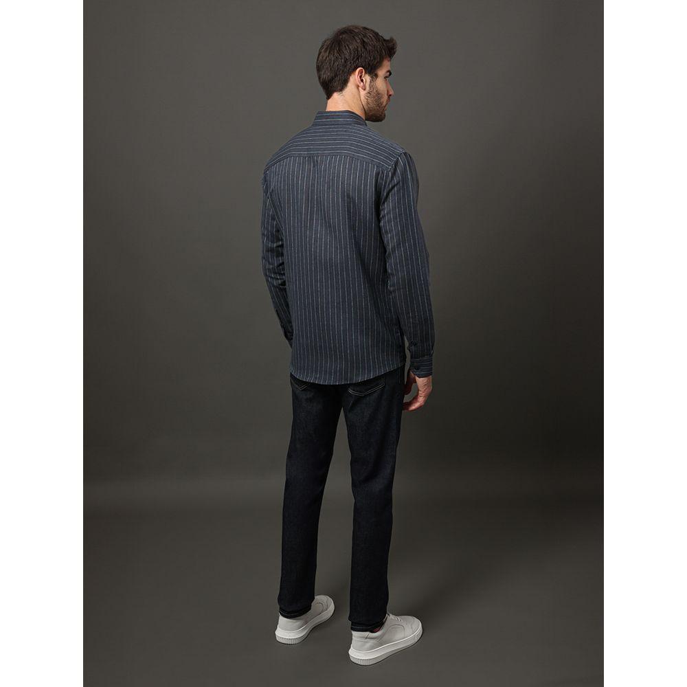 Camisa Masculina Linen Stripes Calvin Klein Jeans - Marinho - 2