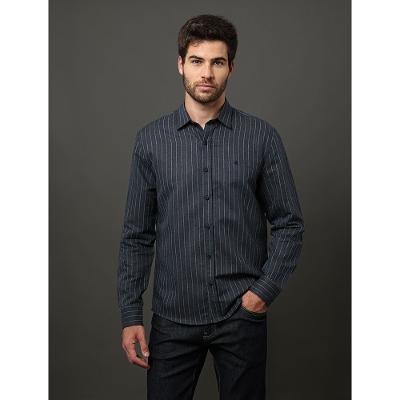 Camisa Masculina Linen Stripes Calvin Klein Jeans - Marinho
