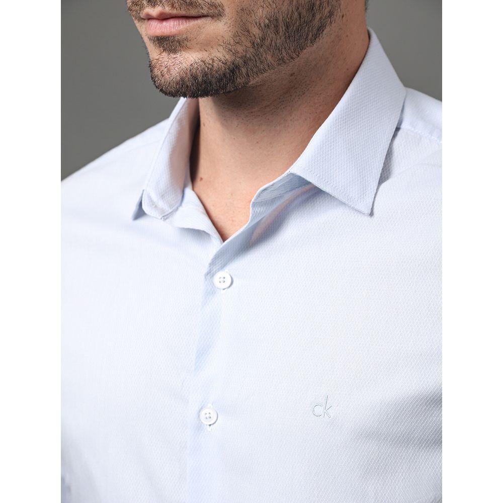 Camisa Masculina Slim Fio 50 Calvin Klein - Azul Claro - 4