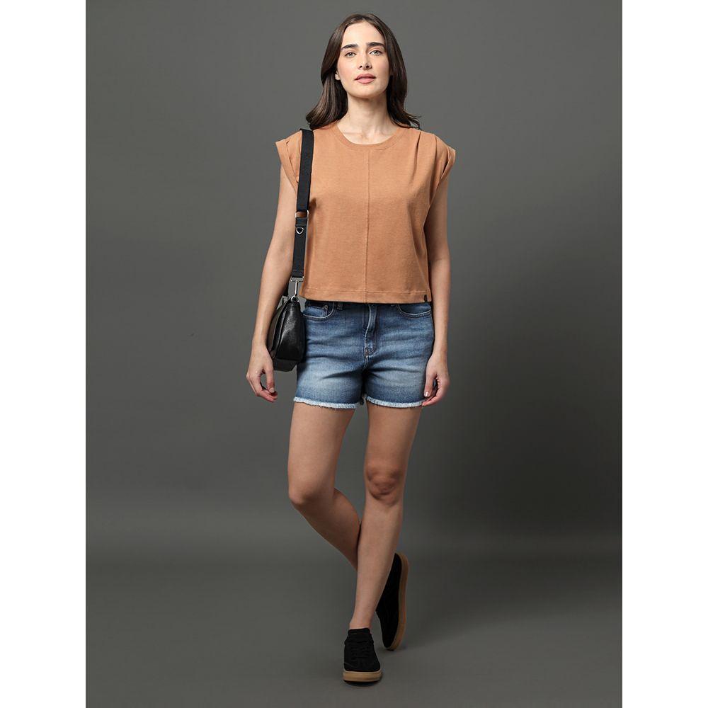 Blusa Feminina Pregas Ombro Calvin Klein Jeans - Havana - 3