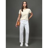 Calça Feminina Cropped Straight Calvin Klein - Branco - 5