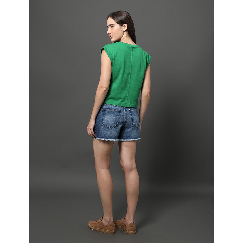 Blusa Feminina Pregas Ombro Calvin Klein Jeans - Verde Médio - 2