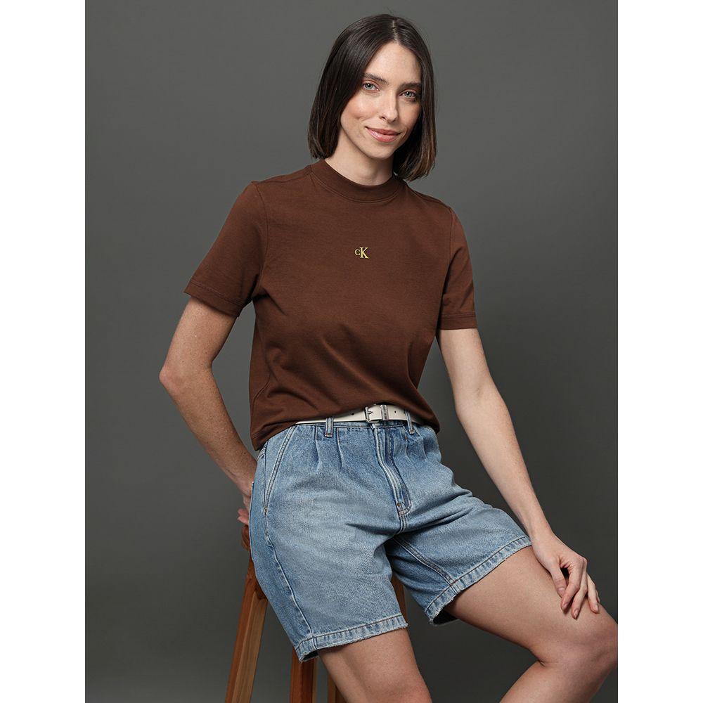 Camiseta Feminina Relevo Multicor Calvin Klein Jeans - Marrom - 5