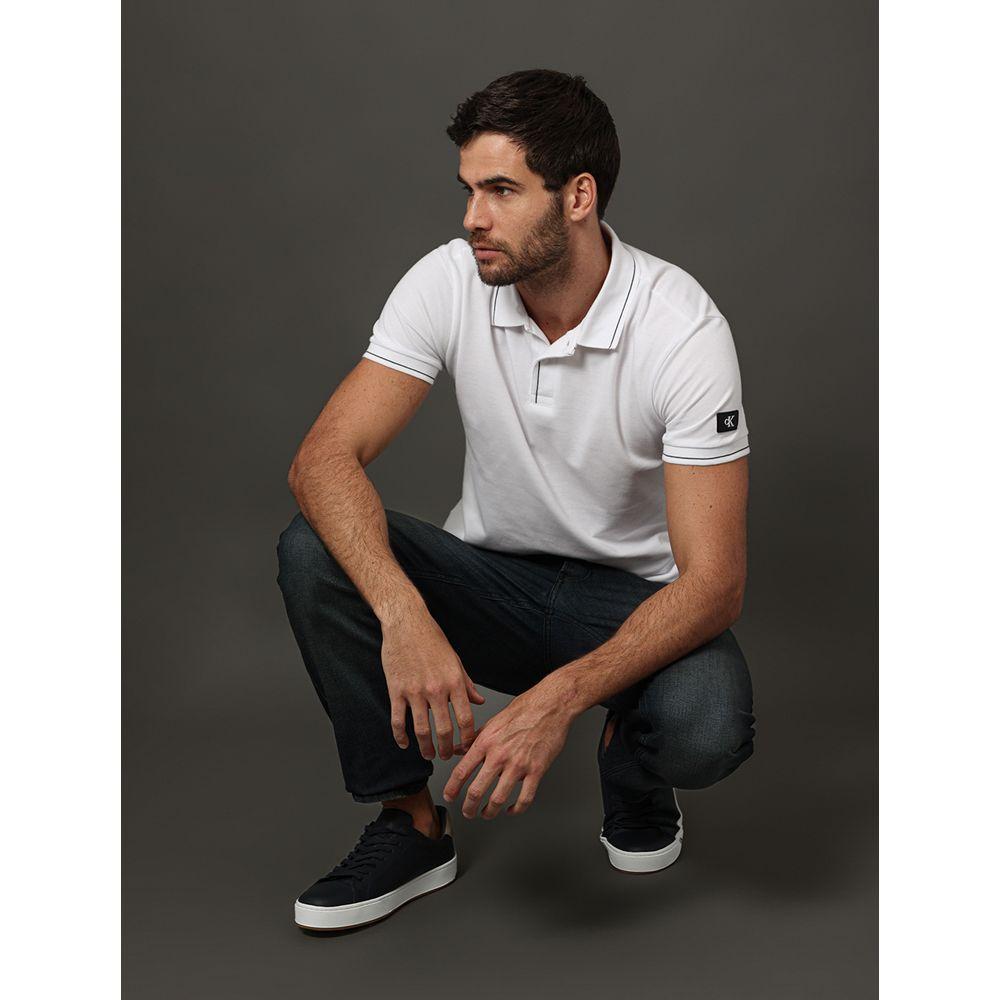Polo Masculina Etiqueta Calvin Klein Jeans - Branco - 4