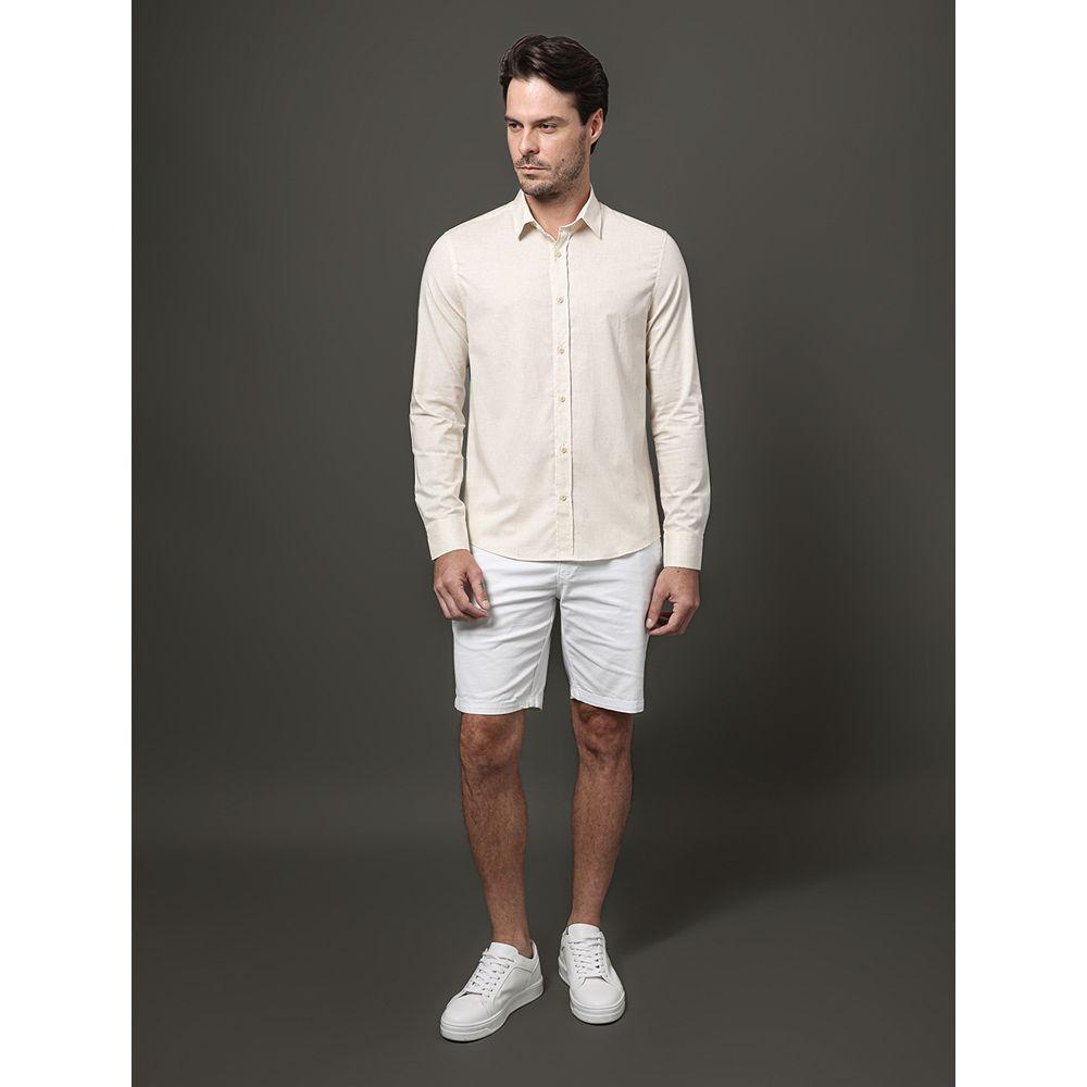 Camisa Masculina Cotton Linen Calvin Klein Jeans - Off White - 3