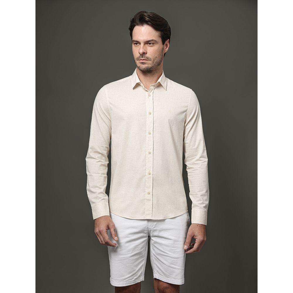 Camisa Masculina Cotton Linen Calvin Klein Jeans - Off White - 1