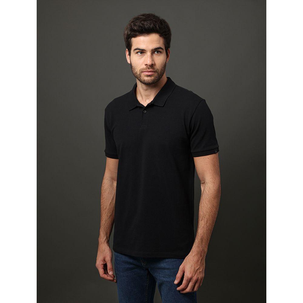 Polo Masculina Textura Calvin Klein Jeans - Preto - 1