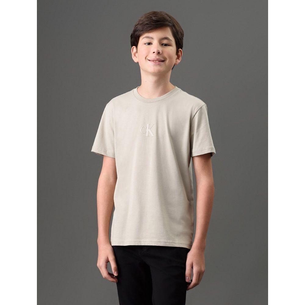Camiseta Menino Rubber Patch Calvin Klein Jeans - Caqui Claro - 1
