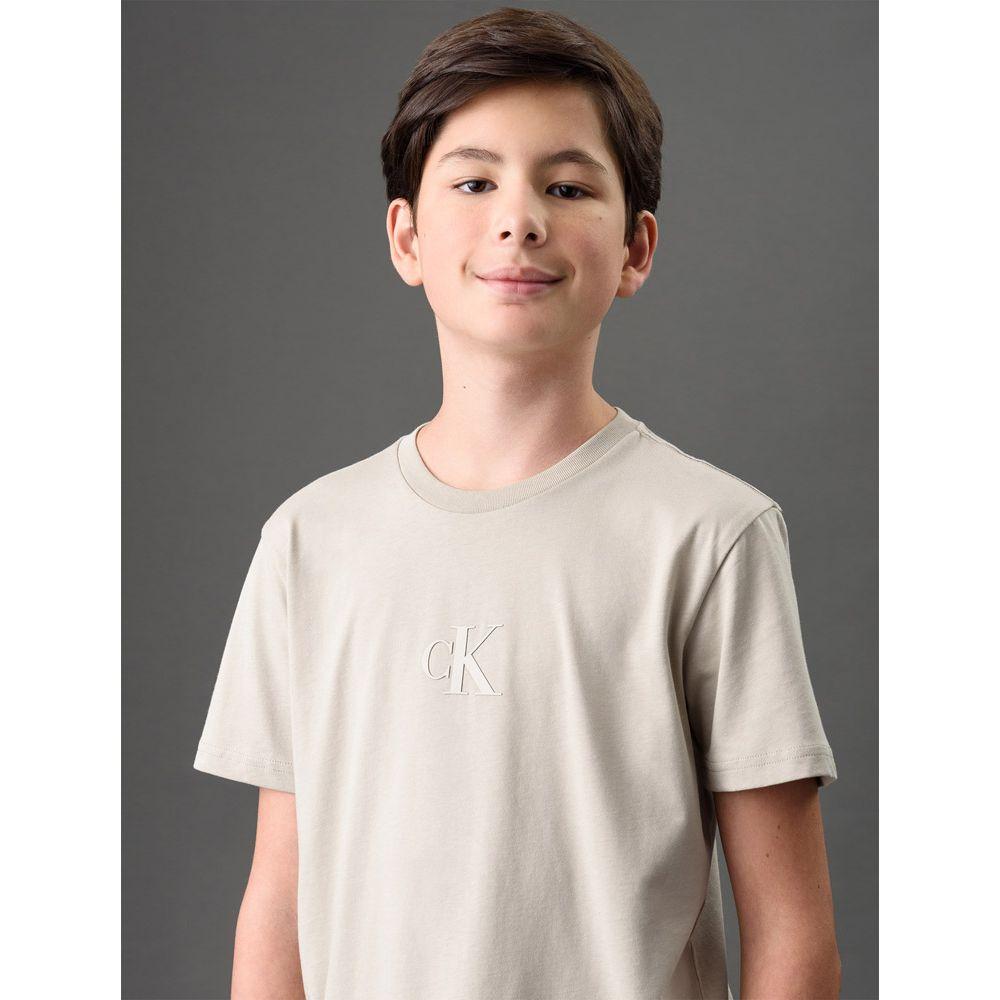 Camiseta Menino Rubber Patch Calvin Klein Jeans - Caqui Claro - 4