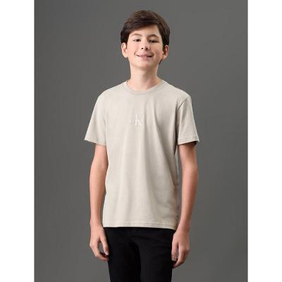 Camiseta Menino Rubber Patch Calvin Klein Jeans - Caqui Claro