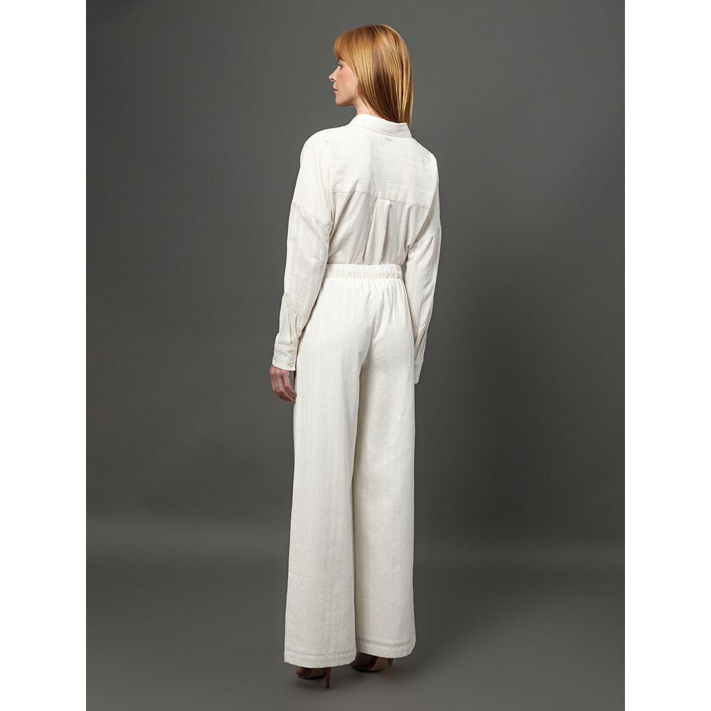 Calça Feminina Wide Leg Com Listras Calvin Klein - Branco - 2