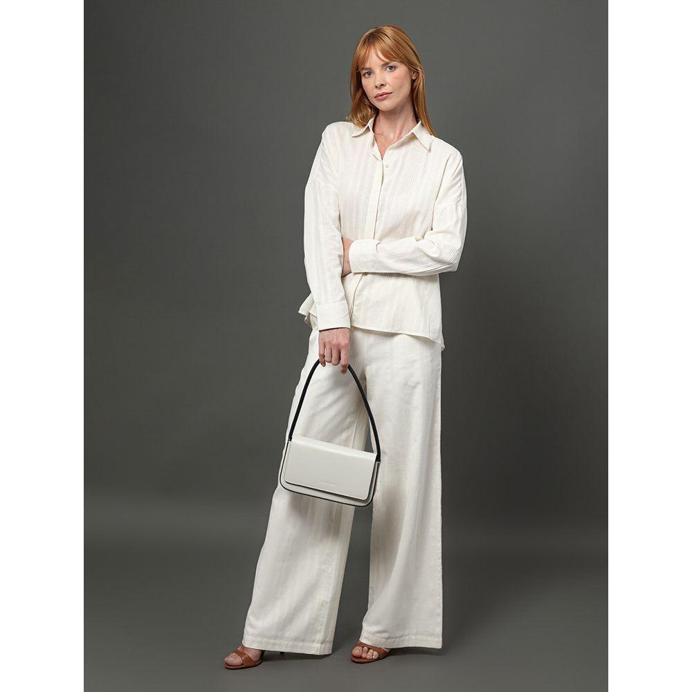 Calça Feminina Wide Leg Com Listras Calvin Klein - Branco - 5